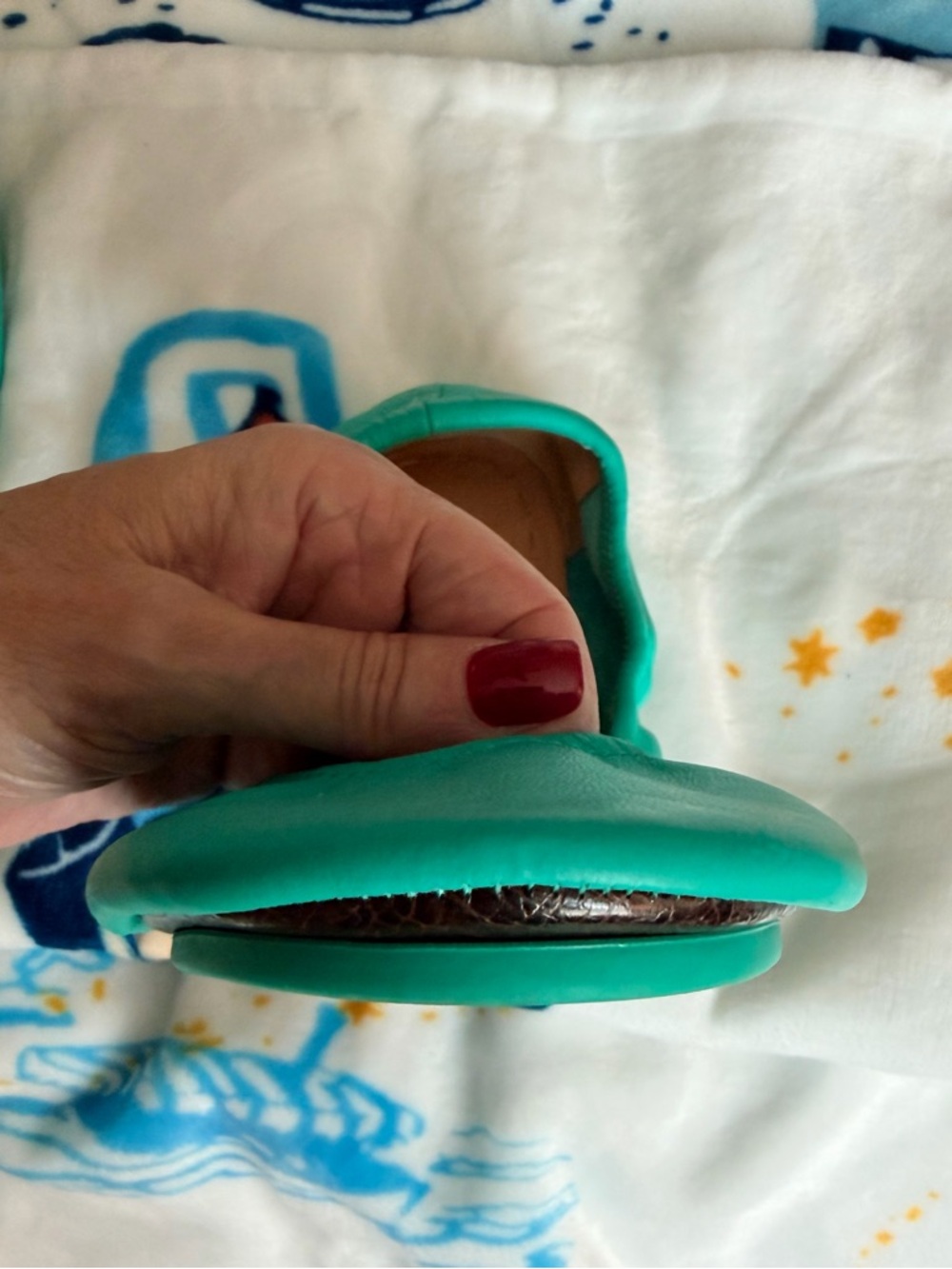 Tieks Teal Green Leather Ballet Flats - Picture 5 of 11